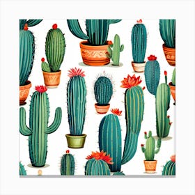 Cactus Pots Gardening Canvas Print