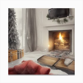 Christmas In The Living Room Canvas Print