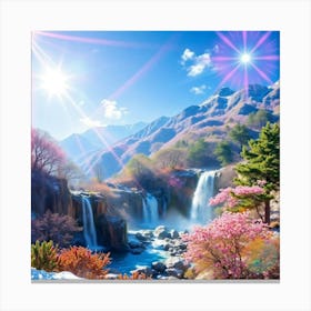 Waterfall In The Mountains 6 Canvas Print