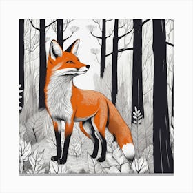 Fox In The Woods 5 Canvas Print