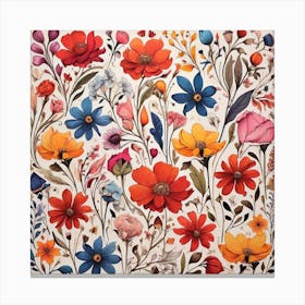 Watercolor Floral Pattern Canvas Print