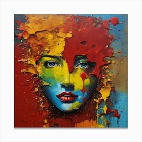 Portrait Oil Painting Of A Woman Face Canvas Print