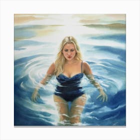 Into The Water Blonde Art Print 4 Canvas Print