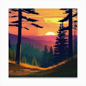 Sunset In The Forest 37 Canvas Print