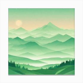 Misty mountains background in green tone 16 Canvas Print