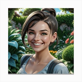 Girl In A Garden Canvas Print