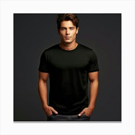 Mock Up Cotton Casual Wearable Printed Graphic Plain Fitted Loose Crewneck V Neck Sleeve (1) Canvas Print