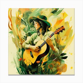 Playing The Guitar In The Jungle Canvas Print