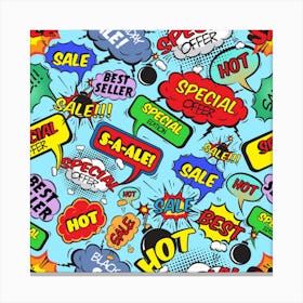 Comic Bubbles Seamless Pattern Canvas Print