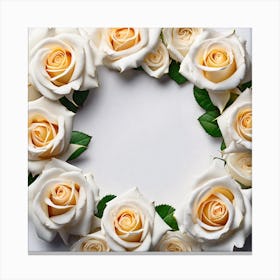 White Roses Wreath 1 Canvas Print