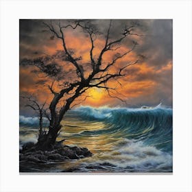 Tree At Sunset Canvas Print