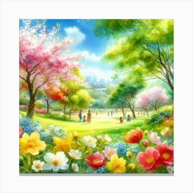 Cherry Blossoms In The Park Canvas Print