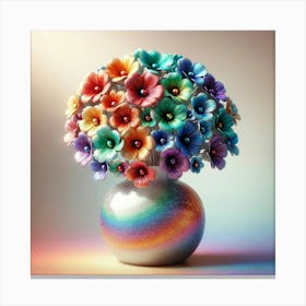 Rainbow Flowers In A Vase 3 Canvas Print