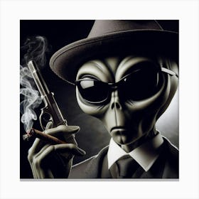 Alien Smoking A spliff Canvas Print