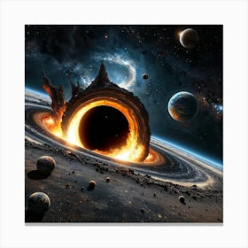 A Black Hole Sucking Planets Into It (1) Canvas Print