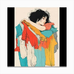 Girl With Clothes Canvas Print