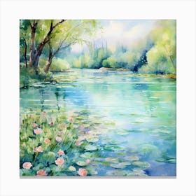 Reflets d'Azur: Reflective Brushstrokes of Spring Canvas Print