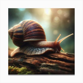 Snail Shell Nature Animal Mollusk Slowly Tree Macro Canvas Print