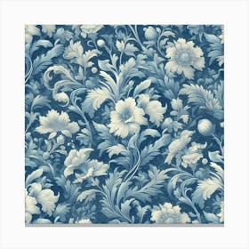 Floral Pattern In Blue And White Canvas Print