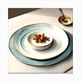 Plate With Berries Art Canvas Print