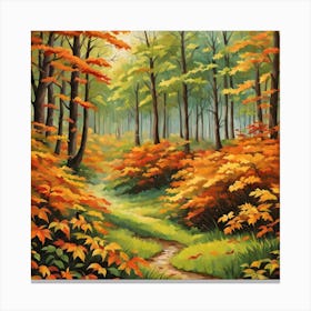 Forest In Autumn In Minimalist Style Square Composition 344 Canvas Print