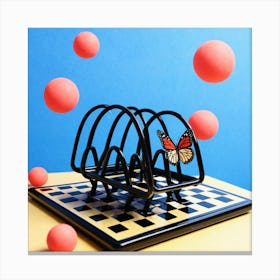 Butterfly On A Chess Board 21 Canvas Print