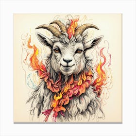 Goat In Fire Canvas Print