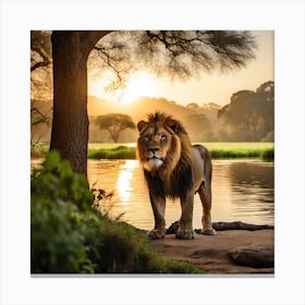 Lion At Sunset Canvas Print