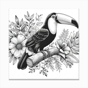 Line Art toucan bird Canvas Print