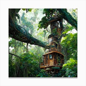 Tree House In The Jungle Canvas Print