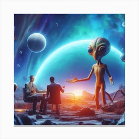 Human Meets Aliens 2 Canvas Print