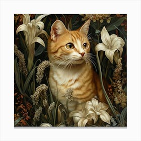 Cat In Flowers Canvas Print