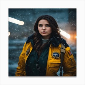 Girl In A Yellow Jacket Canvas Print