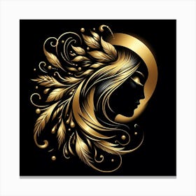 Golden Woman'S Head Canvas Print