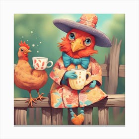 Rooster And Chicken 1 Canvas Print