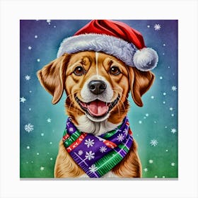 Beagle Christmas Painting Canvas Print