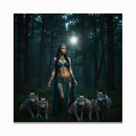 Wolf Woman In The Forest Canvas Print