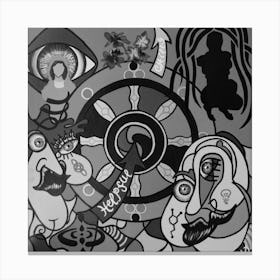 Abstract Figurative / Black & White / Zodiac Sign Virgo / 40x40cm Canvas Print