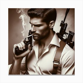 Secret Agent Templar 2/4 (spy mission impossible bond mi5 assassin action movie gun smoking cigarette alpha hunt mif bourne ryan) Canvas Print