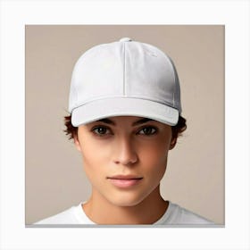 Portrait Of A Woman Wearing A Baseball Cap 1 Canvas Print