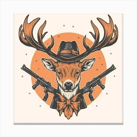 Deer With Guns Canvas Print