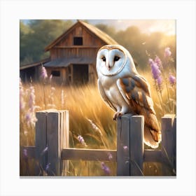 Barn Owl in Late Summer on the Farm Canvas Print