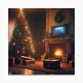 Christmas Tree In The Living Room 90 Canvas Print
