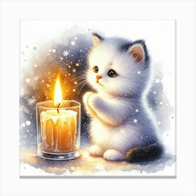Little Kitten With Candle Canvas Print