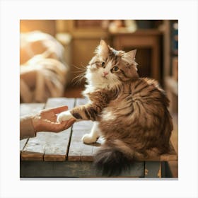 Cat Sitting On A Table Canvas Print