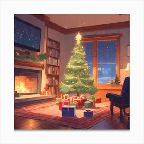 Christmas Tree In The Living Room 41 Canvas Print