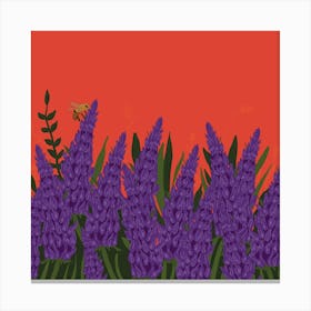 Bees And Lavenders Canvas Print
