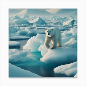 Polar Bear On Ice Floes Canvas Print