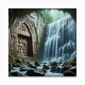 Waterfall In A Cave 9 Canvas Print