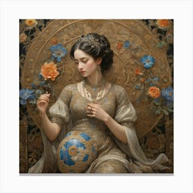 Lady With Flowers art print paintings Canvas Print